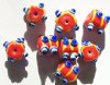 8 14mm Orange, Yellow, White, & Blue Square Bumpy Beads